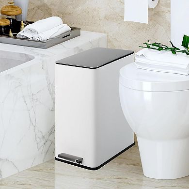 15 L Kitchen Step Trash Can, 4 Gallon Narrow Stainless Steel Waste Bin with Soft-Close Lid