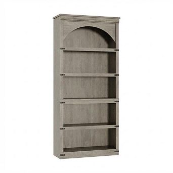 5 tier Bookshelf, Tall Bookcase Farmhouse Curved Storage Rack Wooden Bookshelves