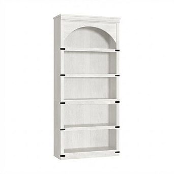 5 tier Bookshelf, Tall Bookcase Farmhouse Curved Storage Rack Wooden Bookshelves