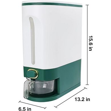 25 Lb Airtight Rice Dispenser with Measuring Cup One-Touch Food Storage Container