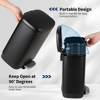 Step-On Stainless Steel Trash Can, Soft Close Lid, Removable Inner Bucket