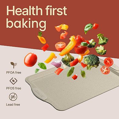8-Piece Nonstick Bakeware Set, Carbon Steel with Red Silicone Handles, PFOA-Free by Bakken
