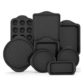 8 pc Nonstick Bakeware Set, Carbon Steel with Red Silicone Handles, PFOA-Free by Bakken
