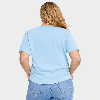 Baseball Words Stacked - Women's Plus Sized Garment Dyed Graphic T-Shirt