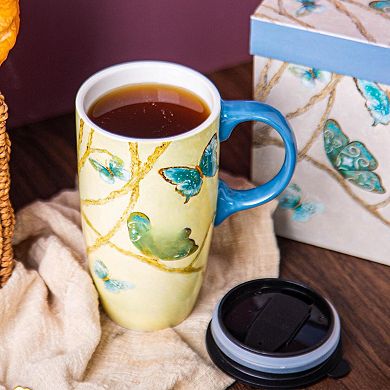 Coffee Mug Porcelain Latte Tea Cup With Lid Office Home— Mother's Day Gift