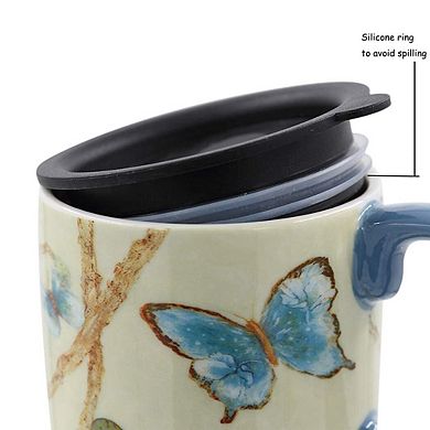 Coffee Mug Porcelain Latte Tea Cup With Lid Office Home— Mother's Day Gift
