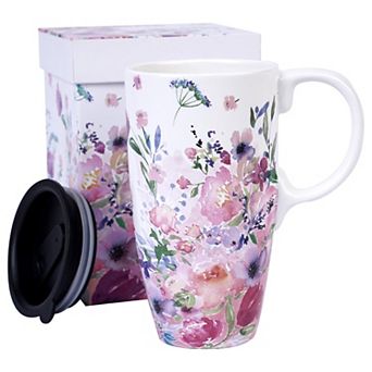 Coffee Mug Porcelain Latte Tea Cup With Lid Office Home— Mother's Day Gift