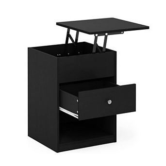 Furinno 17.72" x 17.72" x 23.43" Lift Top Nightstand Modern Bedside Table with Drawer