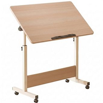 Adjustable Standing Desk with Wheels, Foldable Rolling Laptop Stand for Home Office Small Spaces