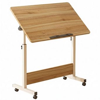 Adjustable Standing Desk with Wheels, Foldable Rolling Laptop Stand for Home Office Small Spaces