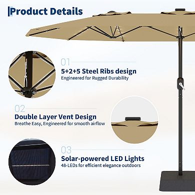 15FT Extra Large Rectangular Patio Umbrella with Stand 450×270cm, Outdoor Market Parasol