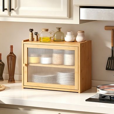 Large capacity bread box, farmhouse style, 100% bamboo bread storage box with transparent window.