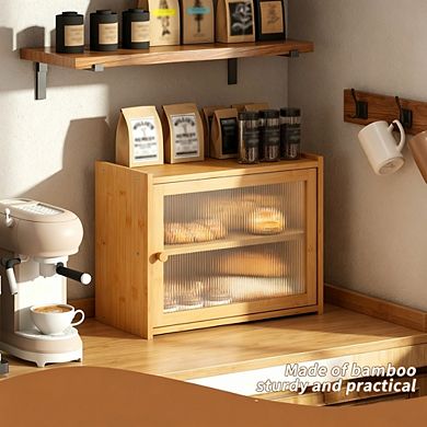 Large capacity bread box, farmhouse style, 100% bamboo bread storage box with transparent window.