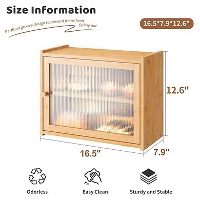 Large capacity bread box, farmhouse style, 100% bamboo bread storage box with transparent window.