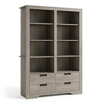 72" Tall Bookshelf with Storage, 4 Drawers Freestanding Organizer for Living Room Bedroom Office