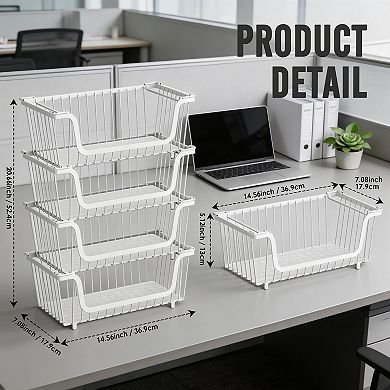 Splendid Frame 4 Pcs Stackable Wire Baskets