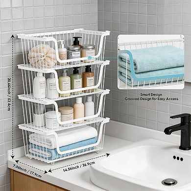 Splendid Frame 4 Pcs Stackable Wire Baskets