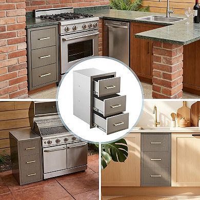 Flush Mount Triple Access BBQ Drawers with Stainless Steel Handle