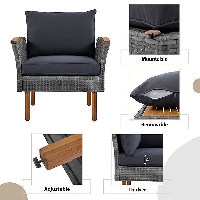 Eazegath 9-Piece Outdoor Wicker Sectional Conversation Sofa Set with Coffee Table and Cushions