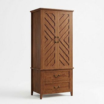 71" Spacious Armoire Wardrobe Closet with Hanging Rod for Entryway