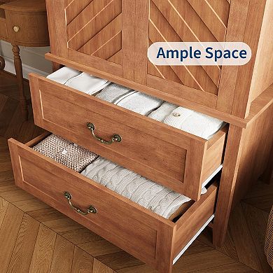 71" Spacious Armoire Wardrobe Closet with Hanging Rod for Entryway