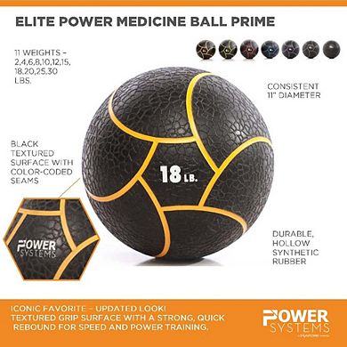 Power Systems Elite Power Medicine Ball Prime - Rubber Weighted Exercise Ball