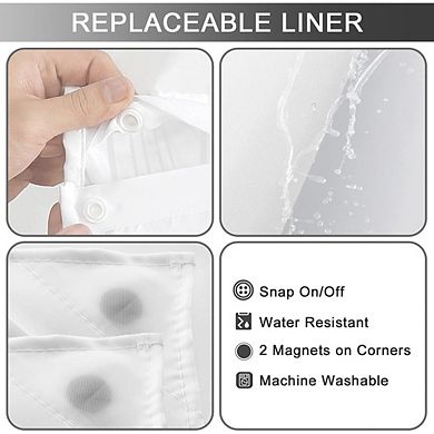 No-Hook Shower Curtain with Snap-In Liner, Waterproof, Mesh Window