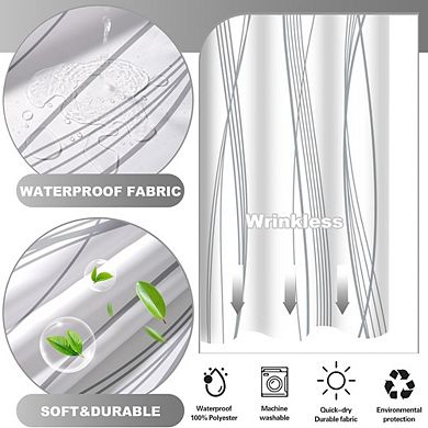 No-Hook Shower Curtain with Snap-In Liner, Waterproof, Mesh Window