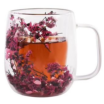13oz Real Flower Double Wall Glass Mug Preserved Floral Tea Cup Mother's Christmas gift