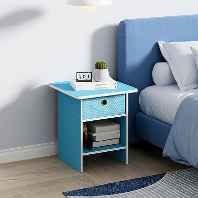 Furinno 2 Packs 15.5" x 15.5" x 17.8" Wood Nightstand Bedside Table with Drawer & Shelf