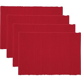 Ribbed Cotton Placemats Durable Washable Table Mats Set of 4