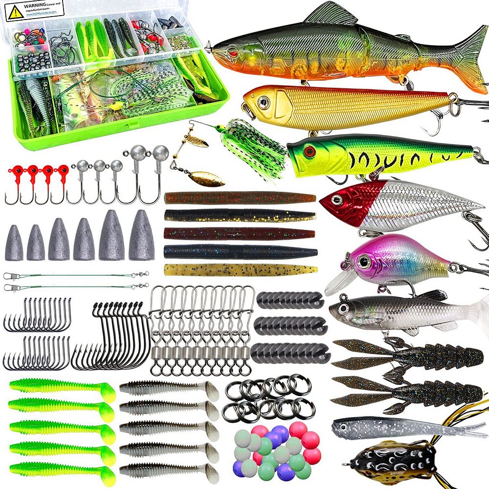 145Pcs Fishing Lures Kit Crankbaits Spinnerbaits Worms Jigs Hooks