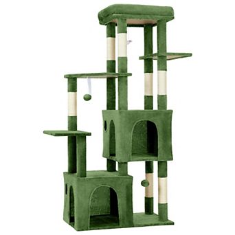 61" Heavy-Duty Large Cat Tower, Sturdy Cat Tree with XL Top Perch, 2 Condos, Sisal Posts & Cat Toys