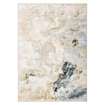 Machine Washable Non-Slip Rubberback Runner Modern Abstract Geometric Print Carpet