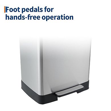 60L Trash Can, Stainless Steel Kitchen Trash Can with Foot Pedal