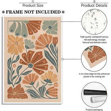 Abstract Floral Wall Art Set of 3, Minimalist Botanical Boho Prints
