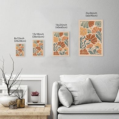 Abstract Floral Wall Art Set of 3, Minimalist Botanical Boho Prints