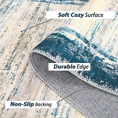 Area Rug Machine Washable Rug Non-Shedding Rug for Living Room Bordered Design Modern Rug Low-Pile