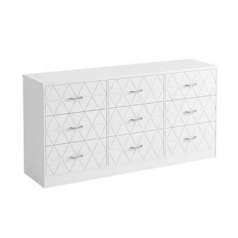 9-Drawer Dresser, 63'' Modern Wooden Storage Chest of Drawers