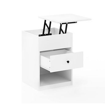 Furinno 17.72" x 17.72" x 23.43" Lift Top Nightstand Modern Bedside Table with Drawer