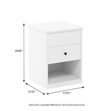 Furinno 17.72" x 17.72" x 23.43" Lift Top Nightstand Modern Bedside Table with Drawer