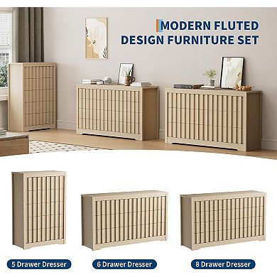 Modern Storage Dresser with Drawer Trim, MDF & PB Construction