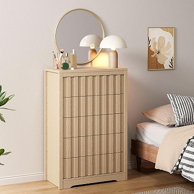 Modern Storage Dresser with Drawer Trim, MDF & PB Construction