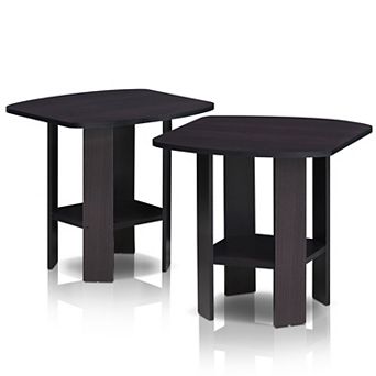 Furinno 2-Pack 15.51" x 15.5" x 17.52" Wood Nightstand Bedside Table with Drawer & Shelf