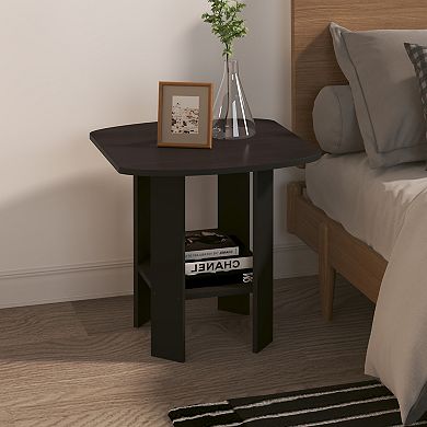 Furinno 2-Pack 15.51" x 15.5" x 17.52" Wood Nightstand Bedside Table with Drawer & Shelf