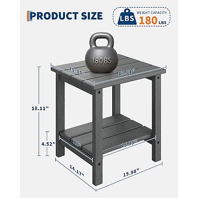 Adirondack Square Outdoor Side Table,2-Tier Storage Patio Side Table