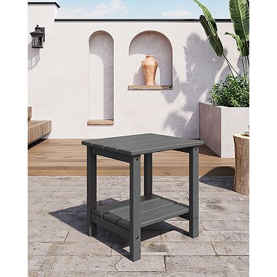 Adirondack Square Outdoor Side Table,2-Tier Storage Patio Side Table