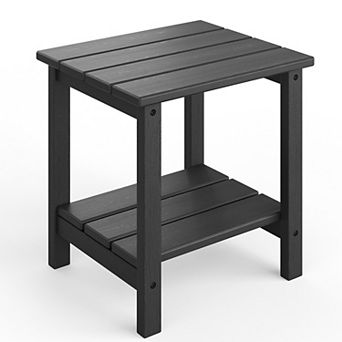 Adirondack Square Outdoor Side Table,2 tier Storage Patio Side Table
