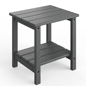 Adirondack Square Outdoor Side Table,2 tier Storage Patio Side Table