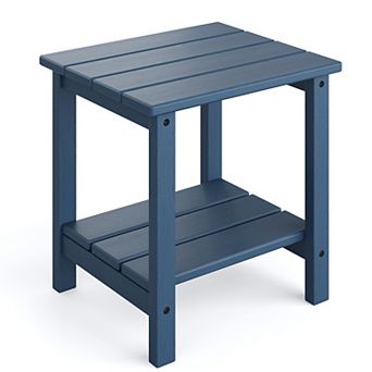 Adirondack Square Outdoor Side Table,2 tier Storage Patio Side Table